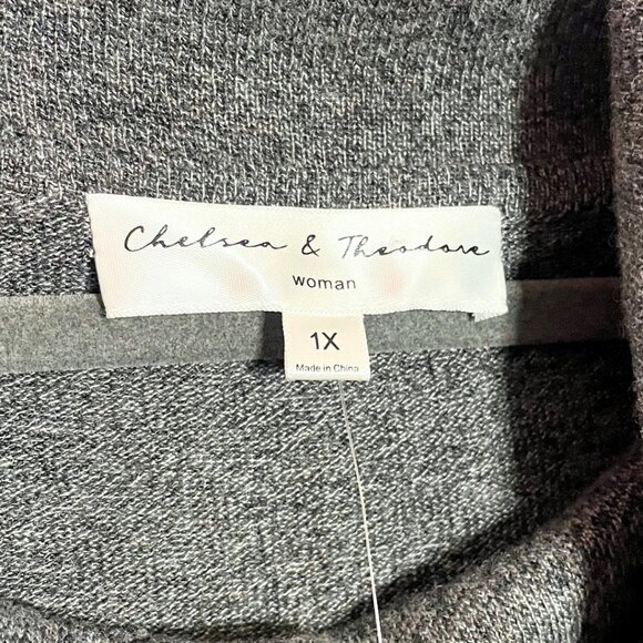 🆕 Chelsea & Theodore Gray Charcoal Fringed Cowl Neck Sweater Women's 1X NWT - Picture 6 of 6
